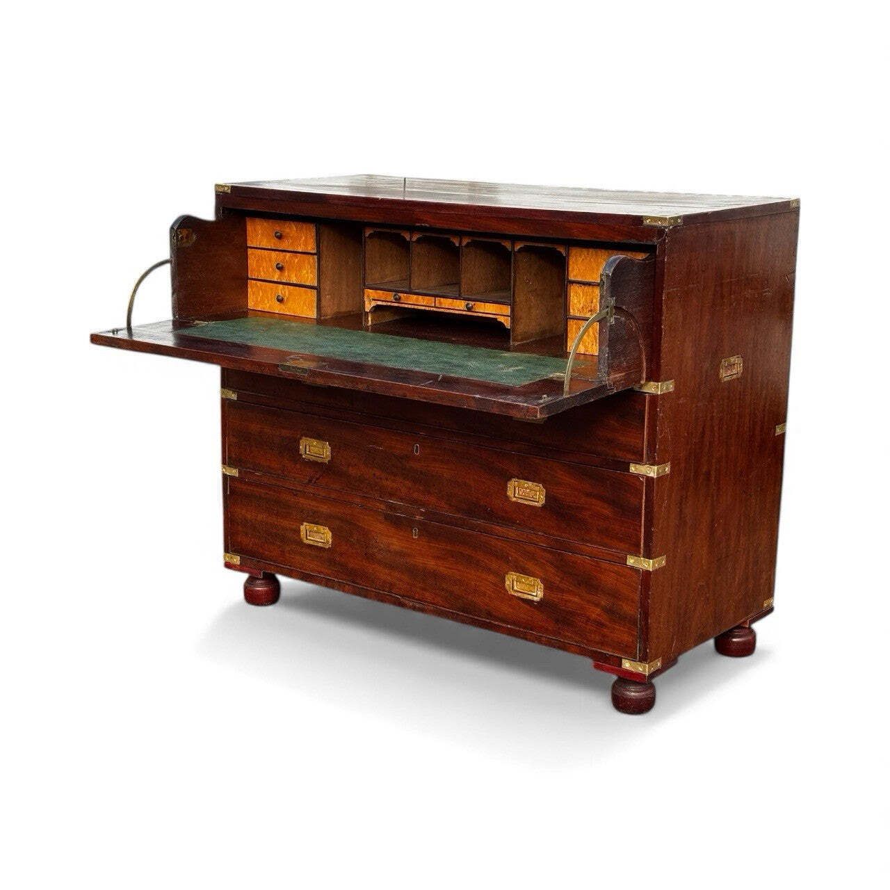 Mahogany Campaign Secretaire Chest Of Drawers. photo for sale