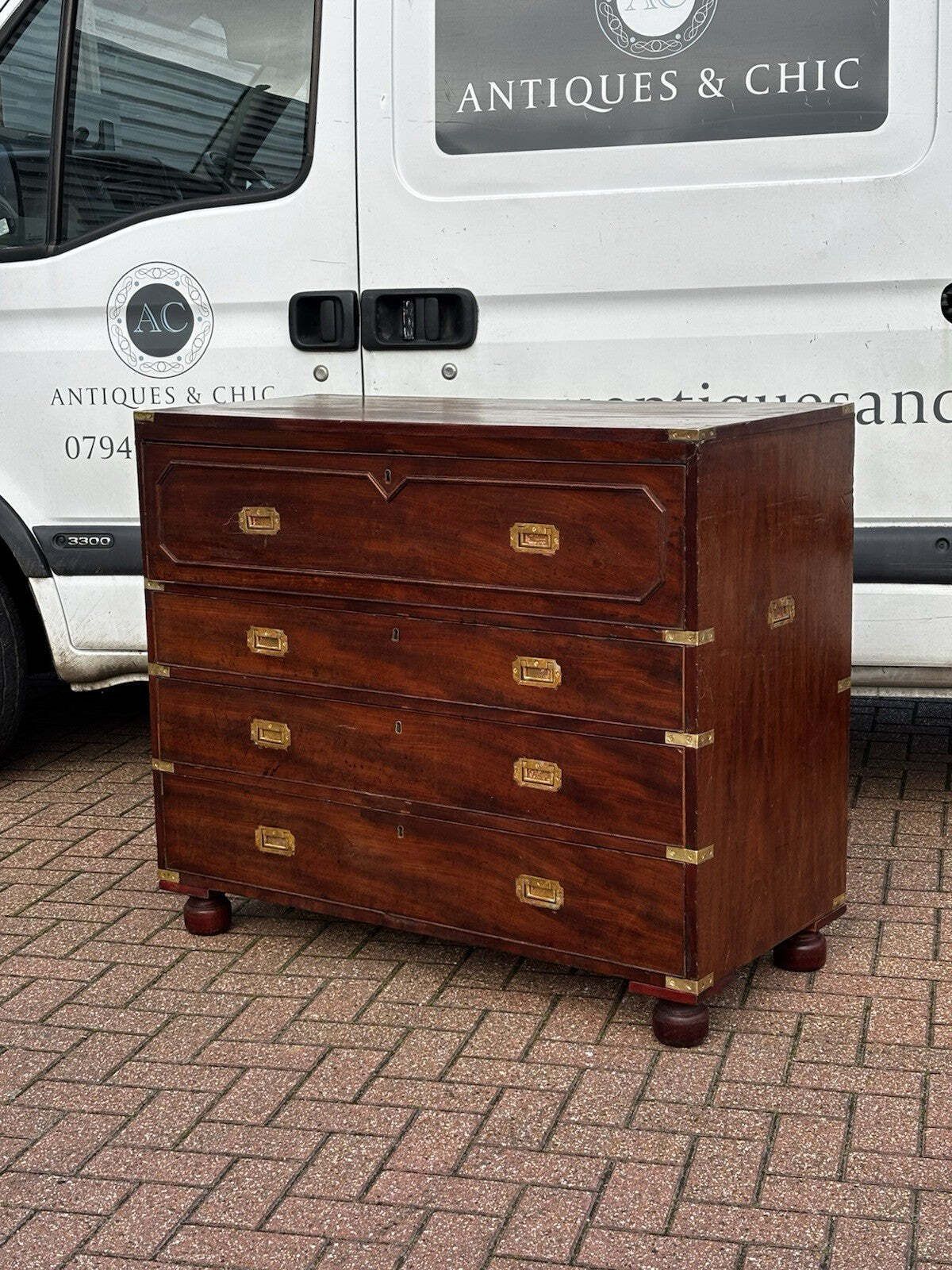 Mahogany Campaign Secretaire Chest Of Drawers. photo Furniture