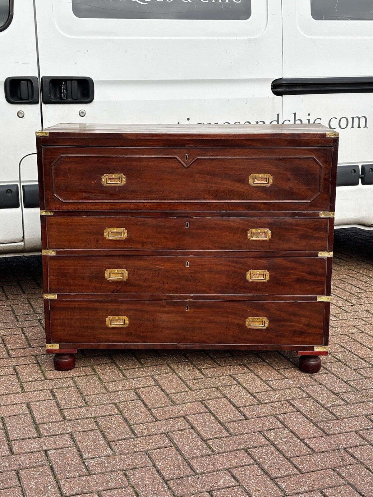 Mahogany Campaign Secretaire Chest Of Drawers. photo 1627.0