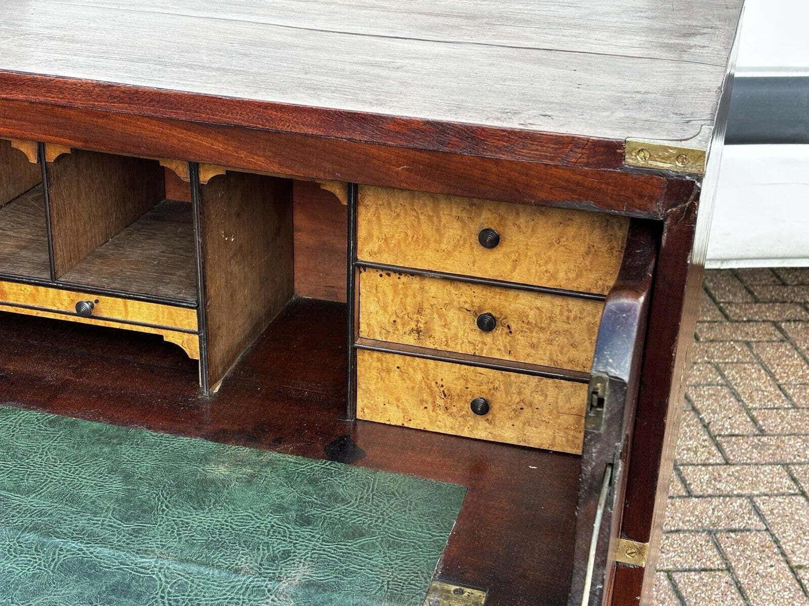 photo vintage Mahogany Campaign Secretaire Chest Of Drawers.