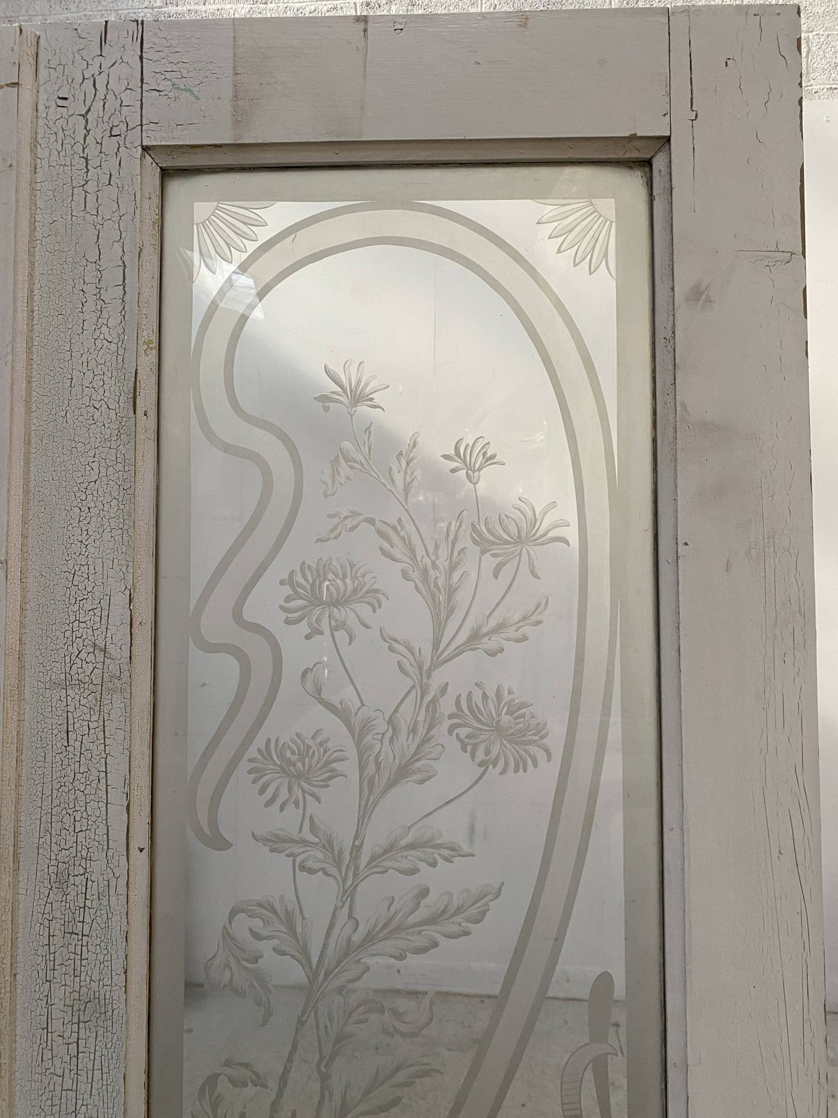 Double Dividing Door In Wood And Etched Glass, 20th Century photo for sale