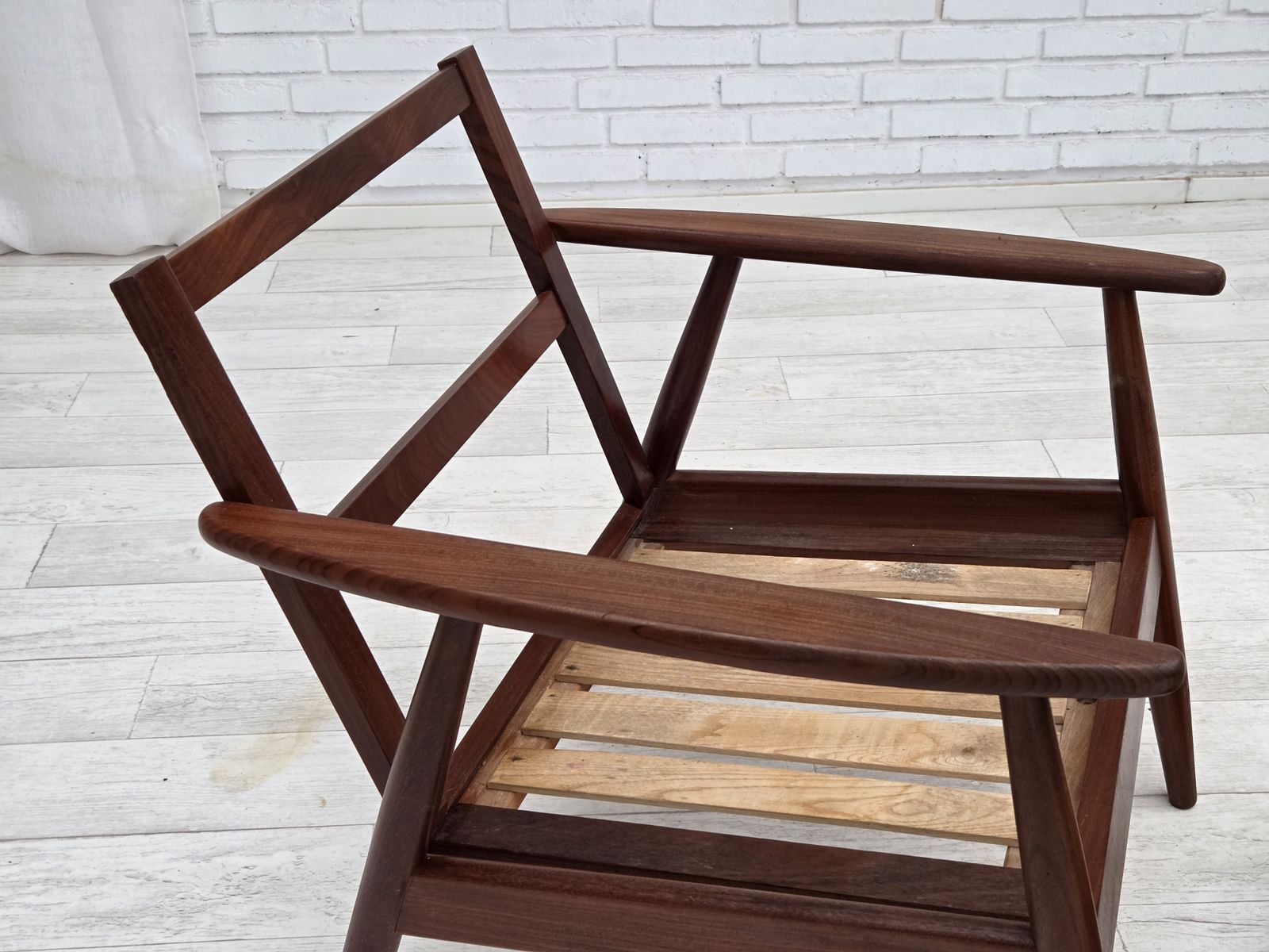 995.0 1970s, Danish Armchair, Teak Wood, Furniture Wool Fabric. photo