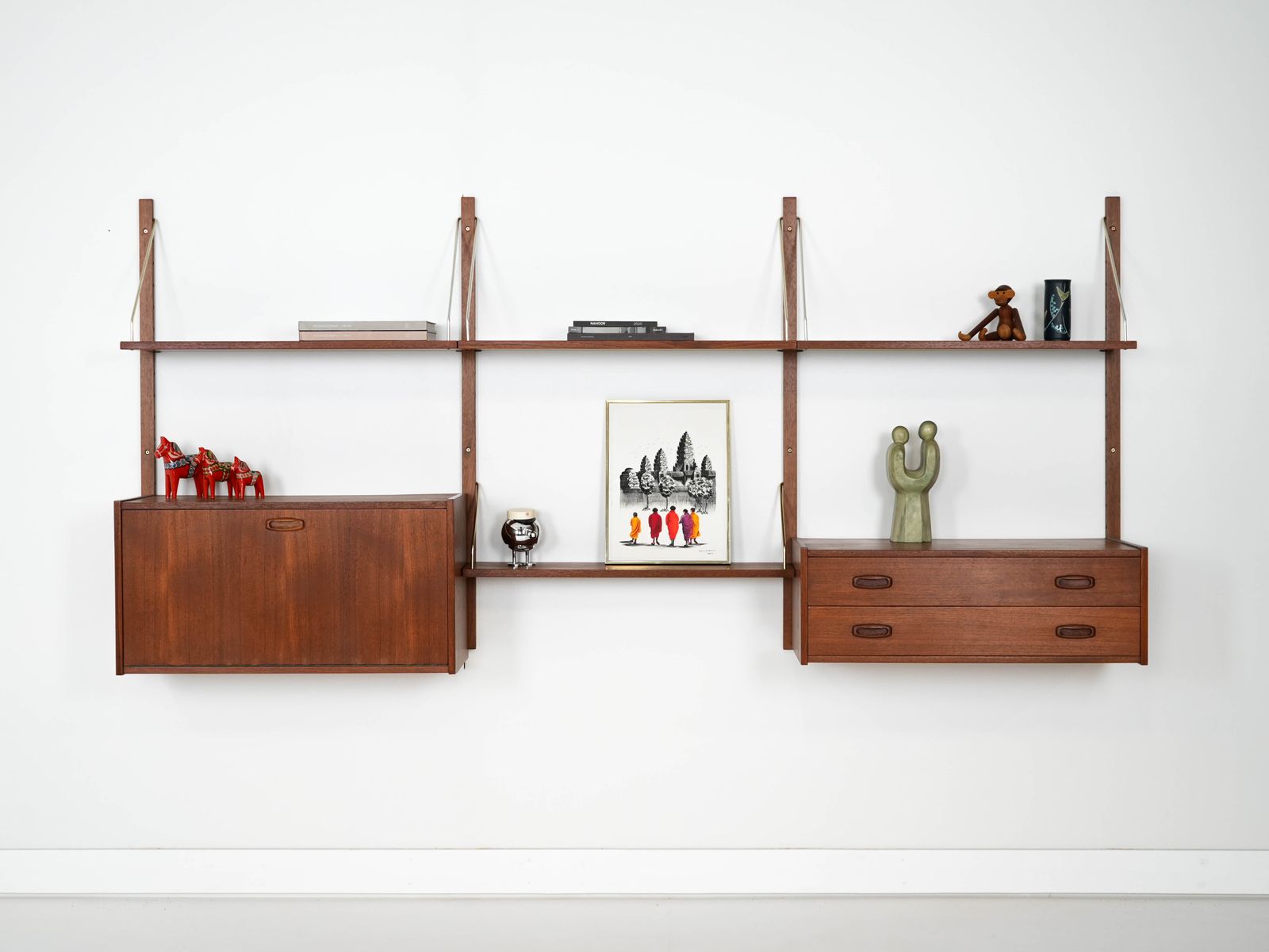 Teakhouten Wandmeubel, Deens Design, Jaren 1960, Vervaardigd In Denemarken photo furniture