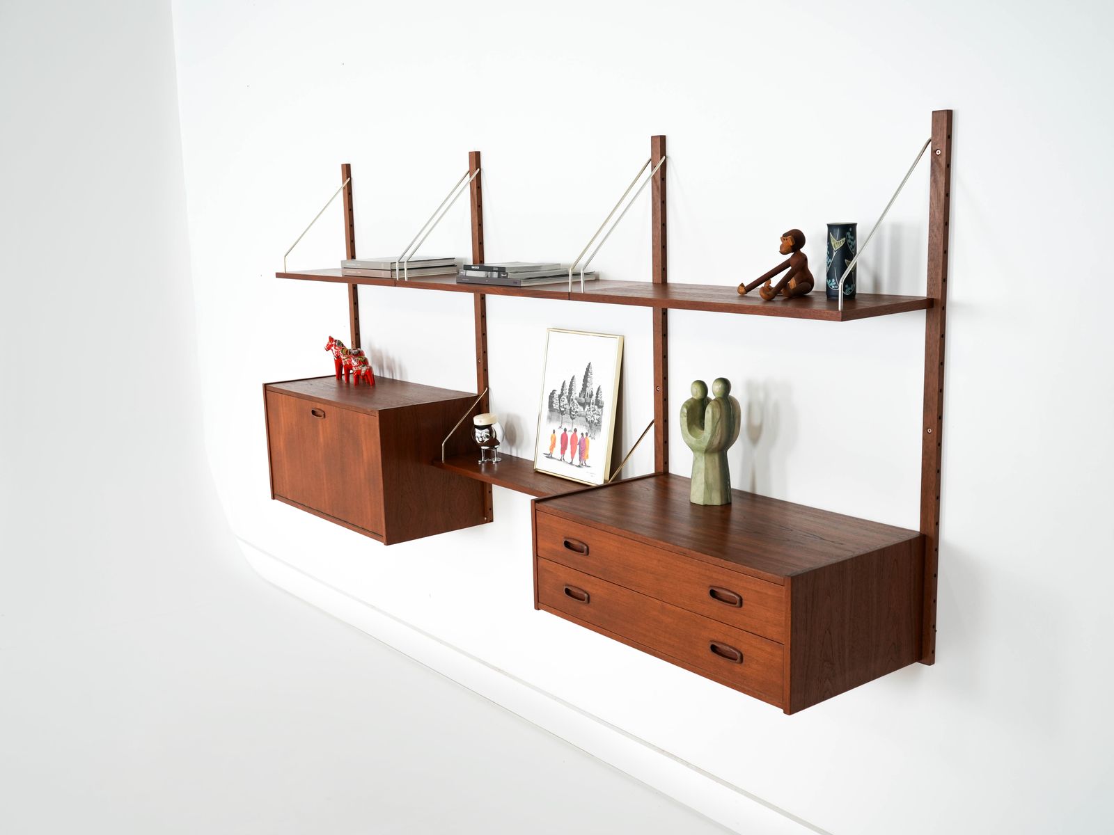 Teakhouten Wandmeubel, Deens Design, Jaren 1960, Vervaardigd In Denemarken photo vintage