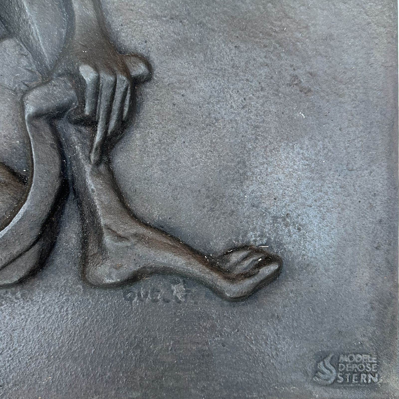 Art Modernist Cast Iron Plaque Depicting A Nude Woman Holding A Scythe And Ears Of Wheat photo