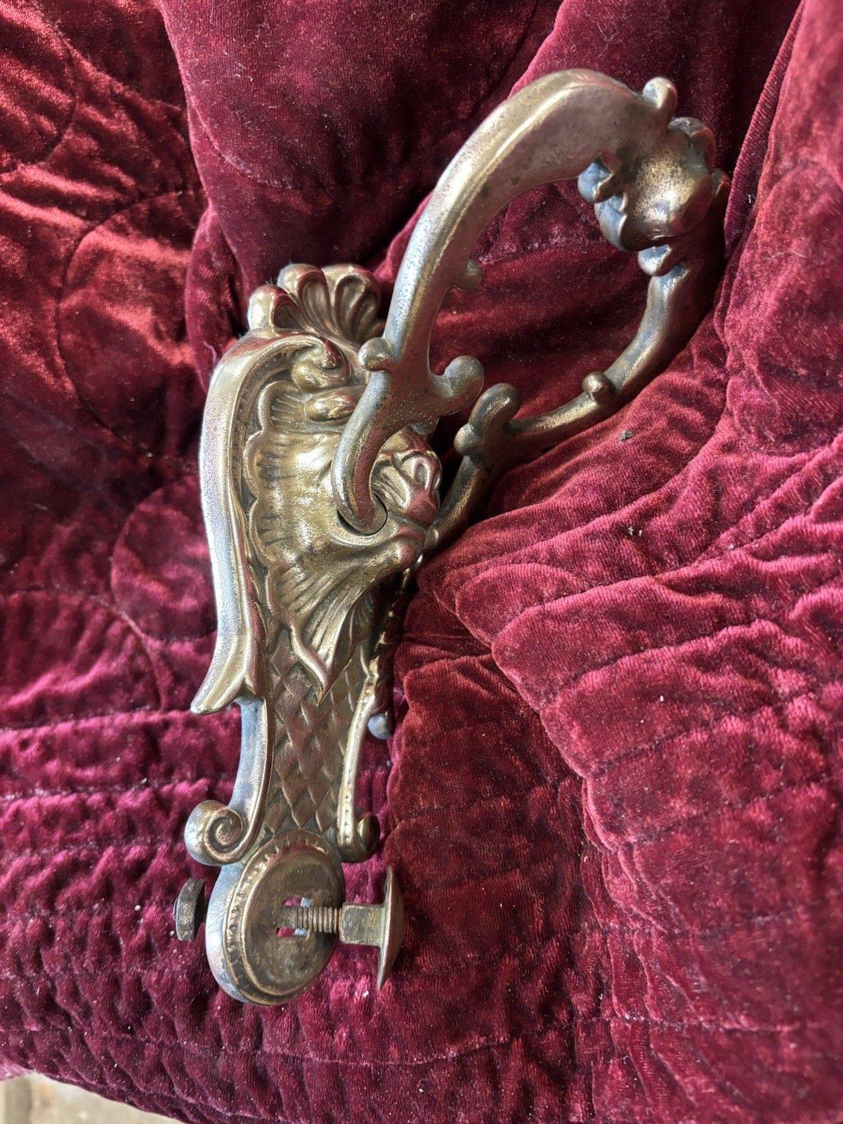 Antique Solid Bronze Front Door Knocker Reclaim Period Victorian Lions Head Rare photo vinterior