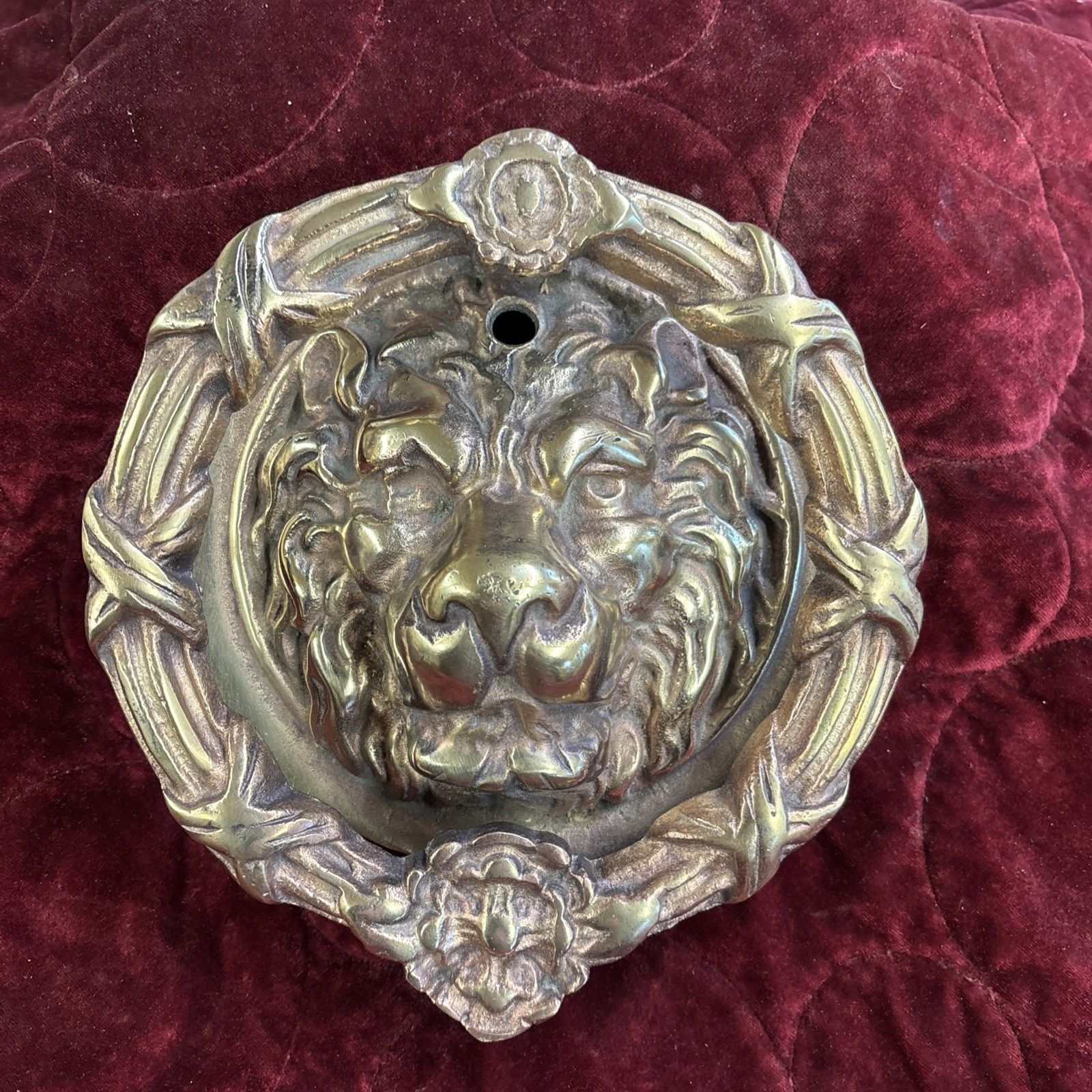 Huge Antique Solid Brass Front Door Knocker Period Reclaimed Manor Cast Metal