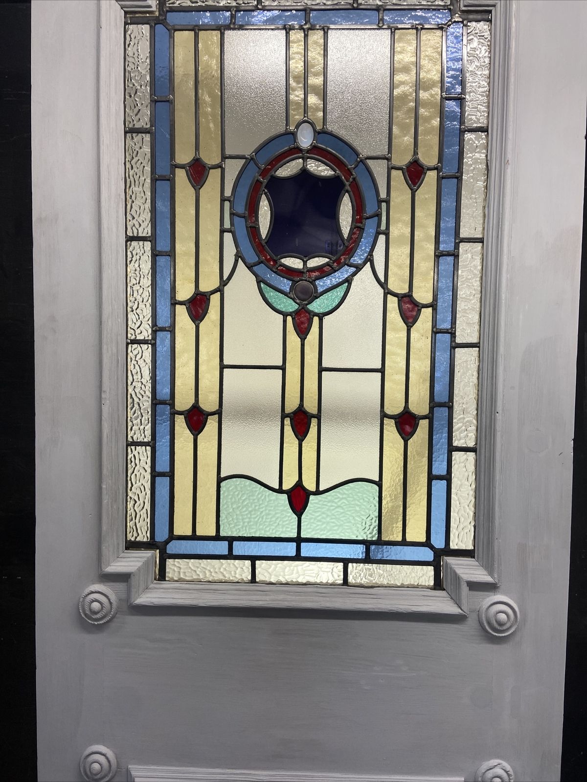 Rare Victorian Stained Glass Front Door Period Old Reclaimed Antique Lead Wood photo for sale