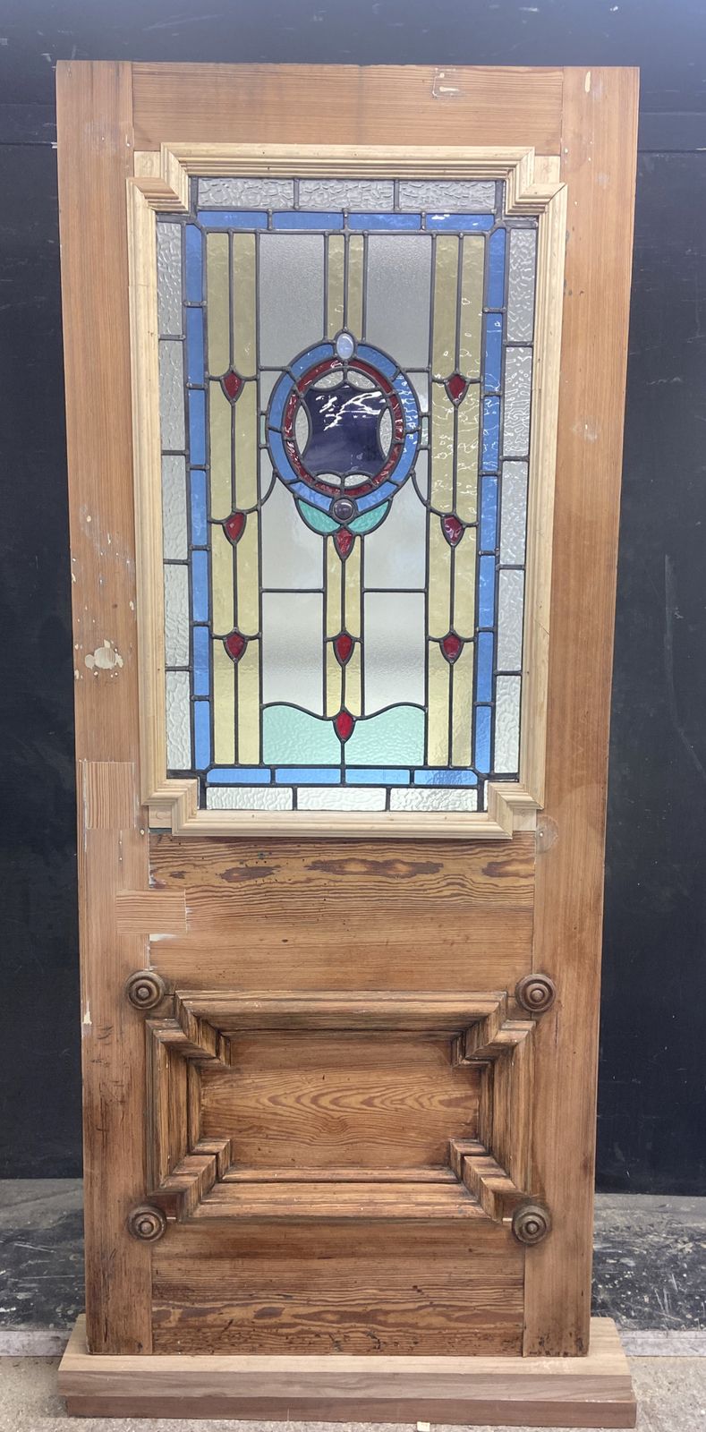 Rare Victorian Stained Glass Front Door Period Old Reclaimed Antique Lead Wood photo vintage
