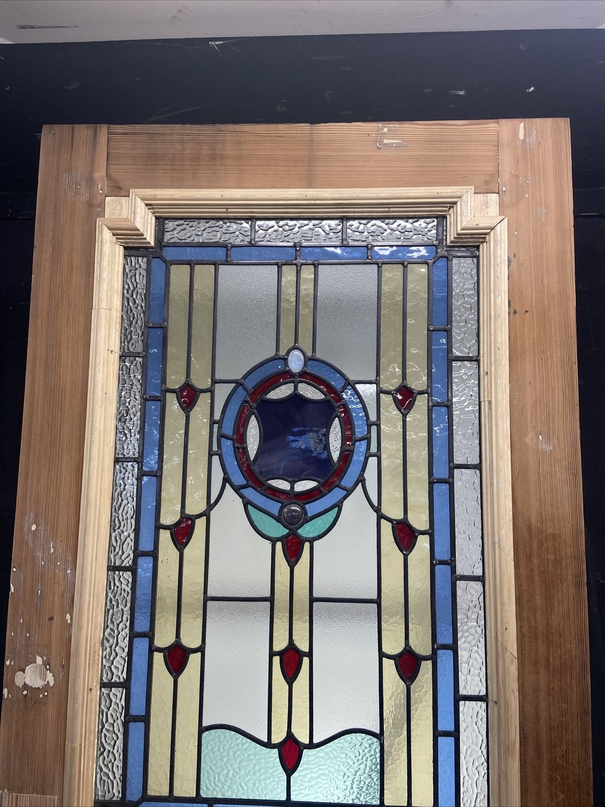photo furniture Rare Victorian Stained Glass Front Door Period Old Reclaimed Antique Lead Wood