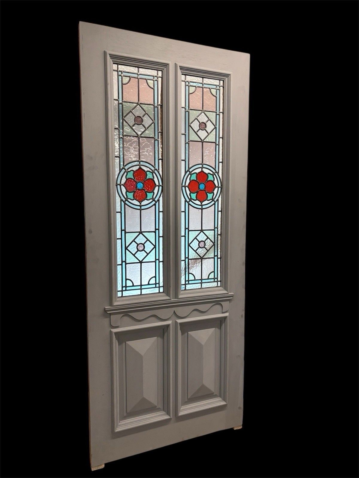 Victorian Stained Glass Front Door Bespoke Made Hardwood Leaded Period Wood photo furniture