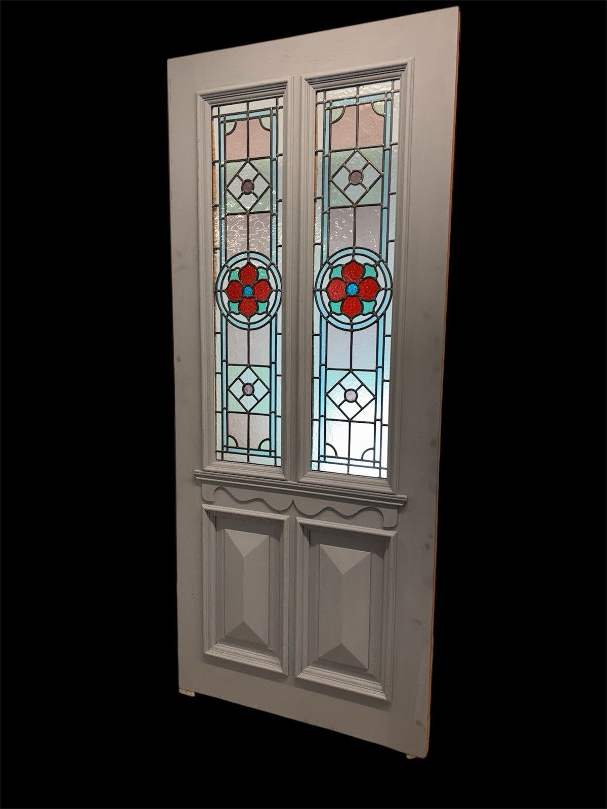 Victorian Stained Glass Front Door Bespoke Made Hardwood Leaded Period Wood photo for sale