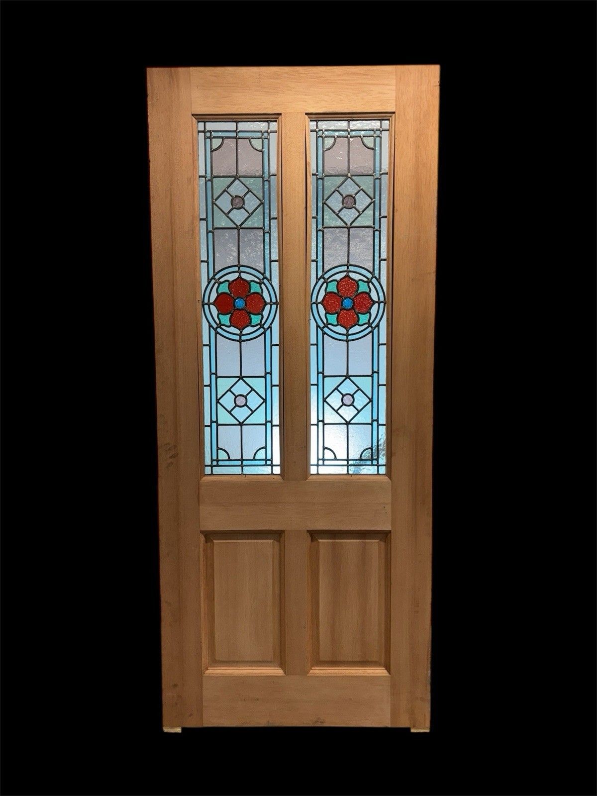Victorian Stained Glass Front Door Bespoke Made Hardwood Leaded Period Wood photo buy