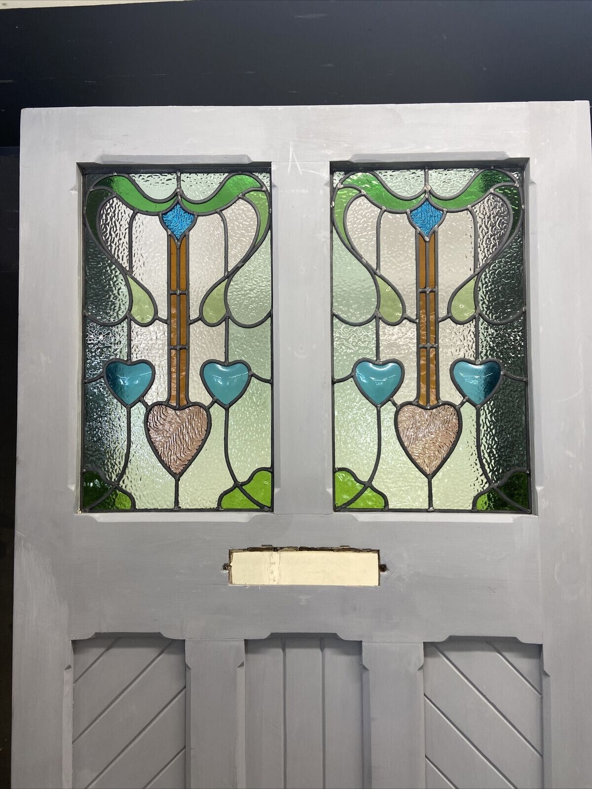 X Large Victorian Stained Glass Front Door Old Reclaim Antique Wood Arts Crafts photo furniture