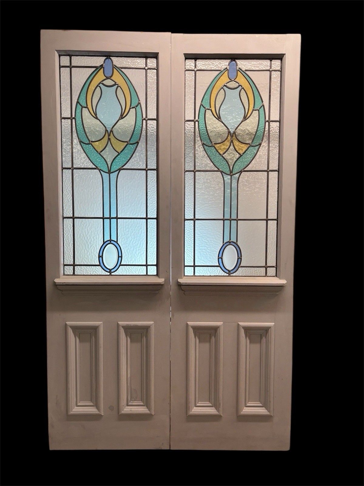 Victorian Stained Glass French Front Doors Reclaimed Period Old Antique Lead