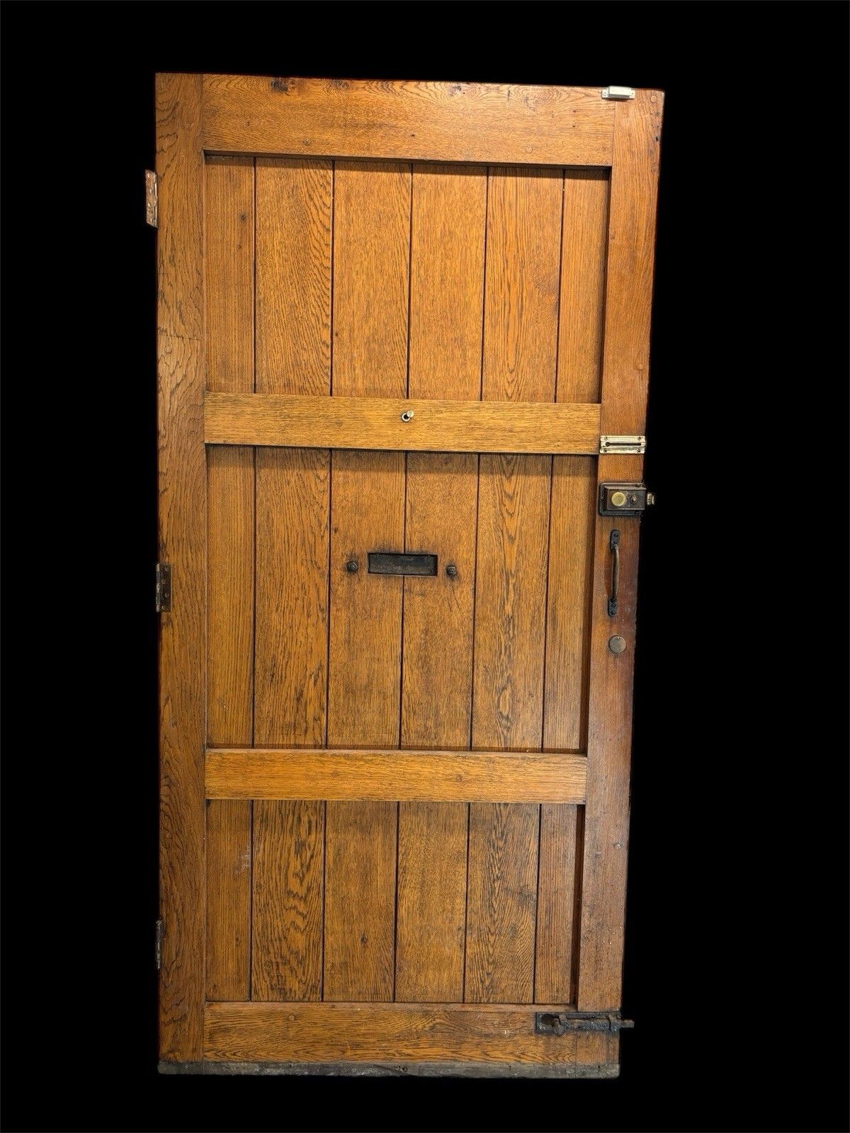 Large Solid Oak Front Door Old Antique Period Reclaimed Wood Cast Iron Refurb photo vintage
