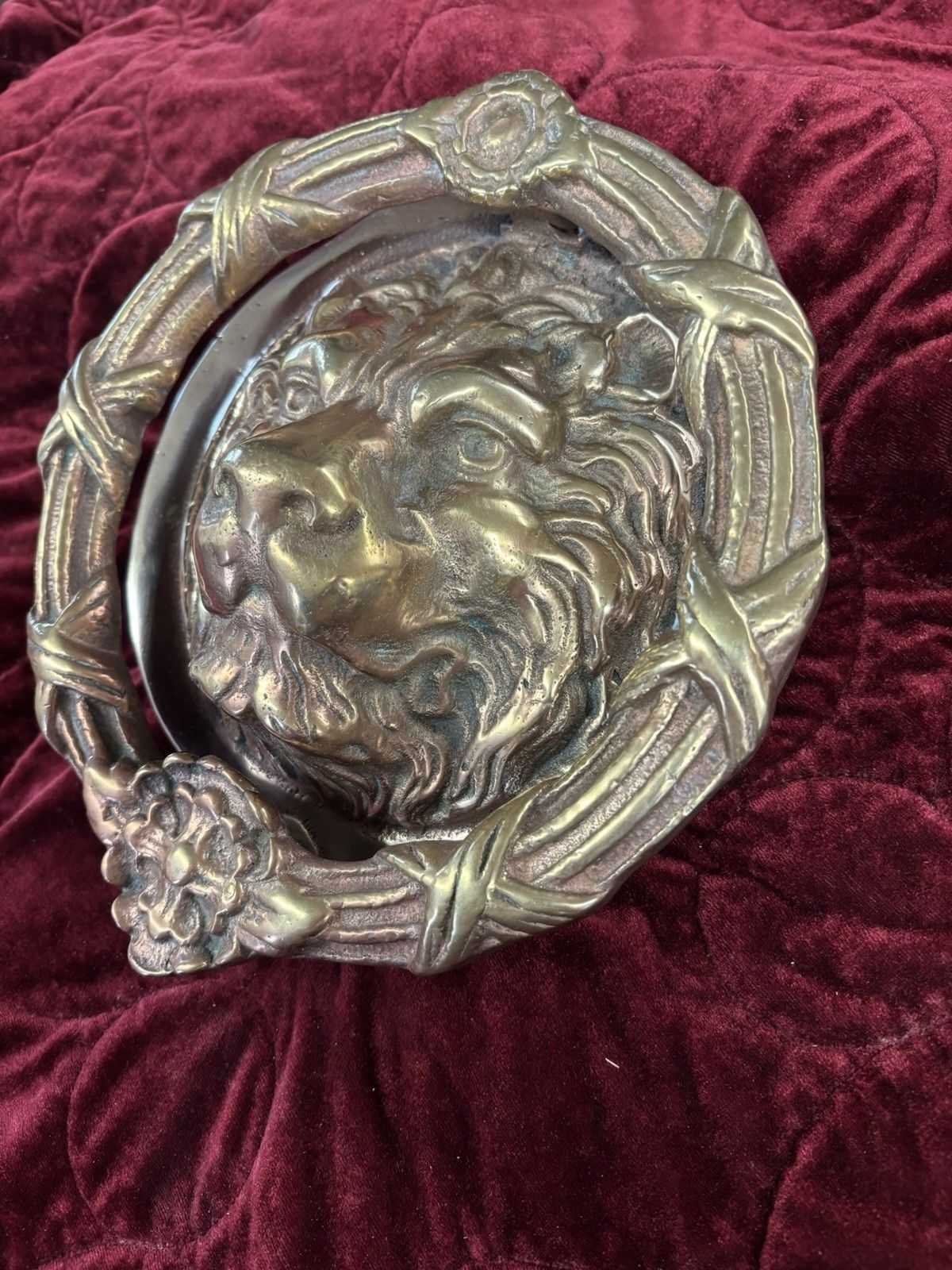Huge Antique Solid Brass Front Door Knocker Period Reclaimed Manor Cast Metal photo Home Fixtures