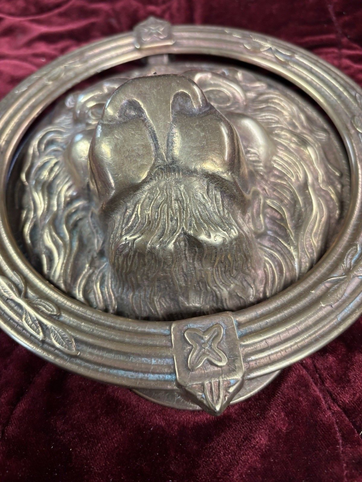 Huge Antique Solid Brass Front Door Knocker Period Reclaimed Manor Cast Metal photo buy