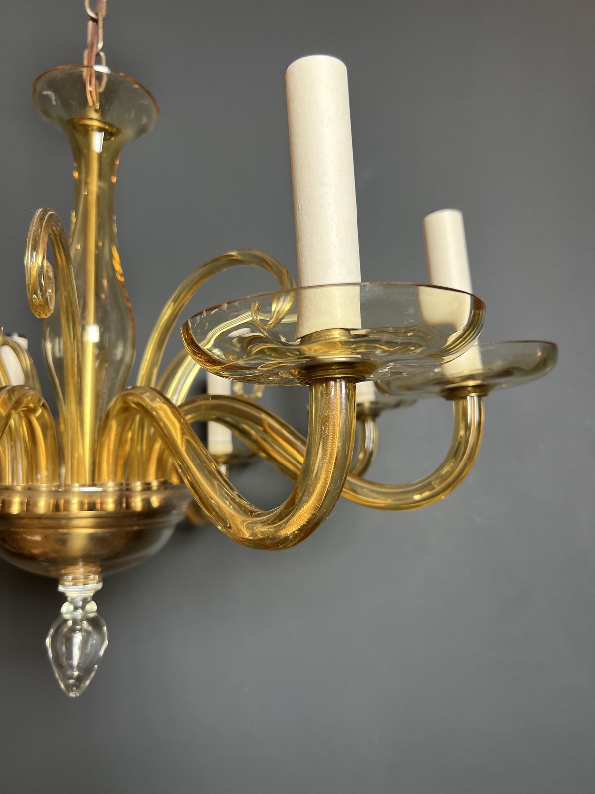 photo furniture Orange Murano Crystal Chandelier With 8 Lights. Italian Work. Circa 1970