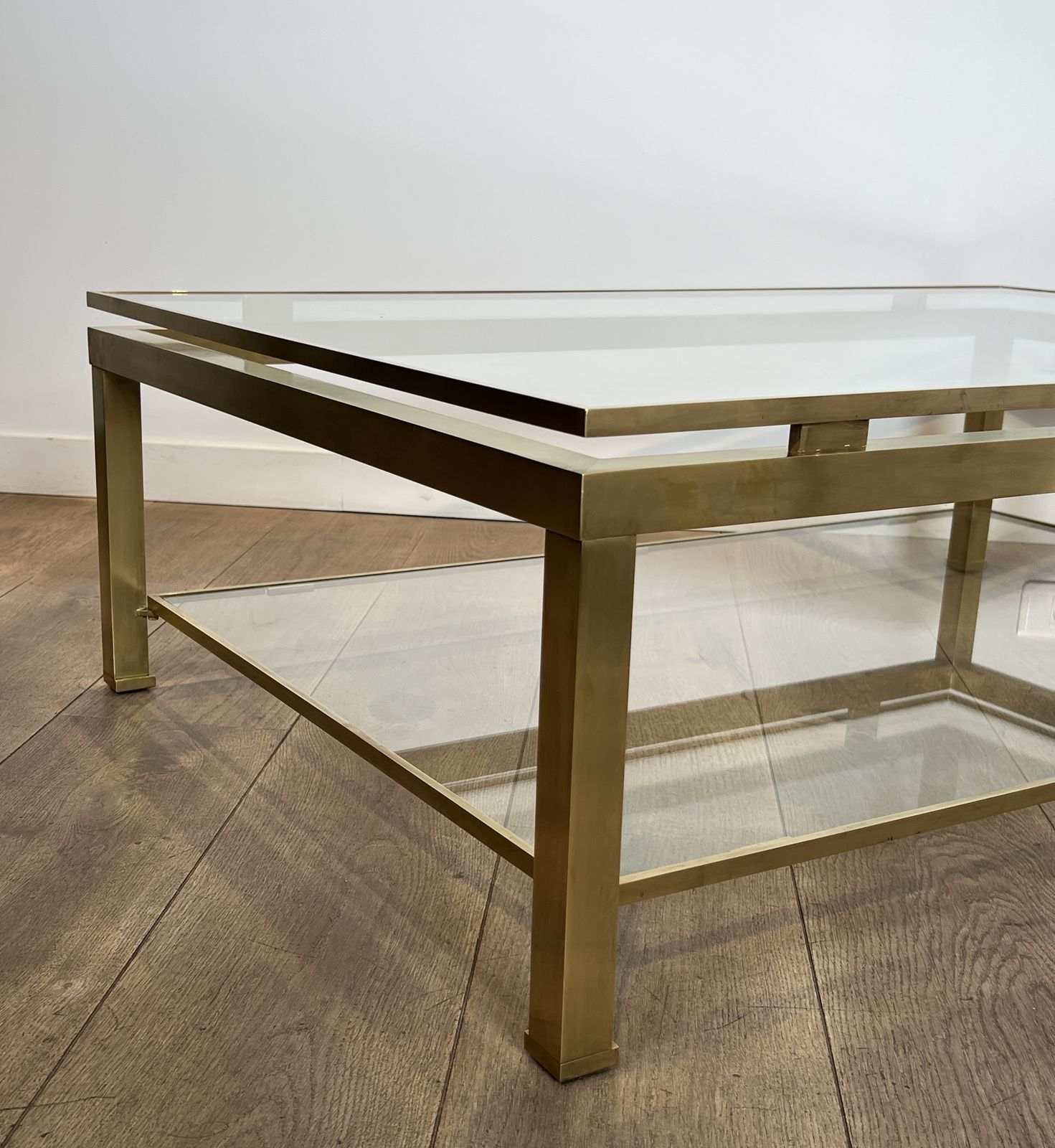 photo buy Modernist Coffee Table In Brass And Glass Tops By Guy Lefèvre For Maison Jansen