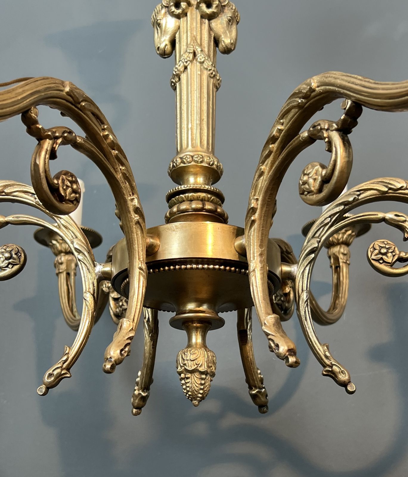 photo buy Bronze Chandelier With Ram's Heads In The Louis XVI Style, In The Style Of The Jansen Family