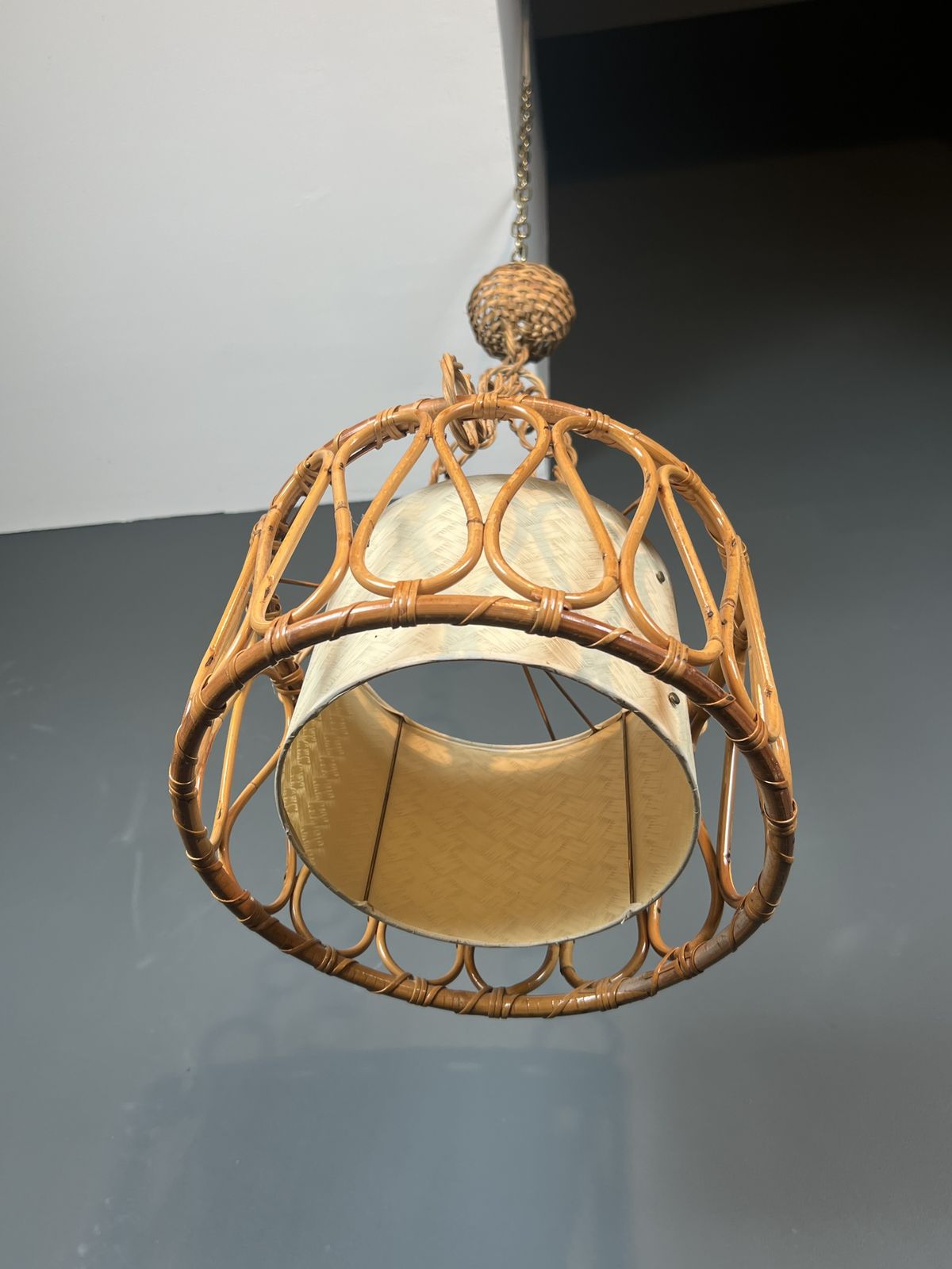 Small Rattan Chandelier In The Style Of Adrien Audoux And Frida Minet (Audoux Minet) photo 850.0