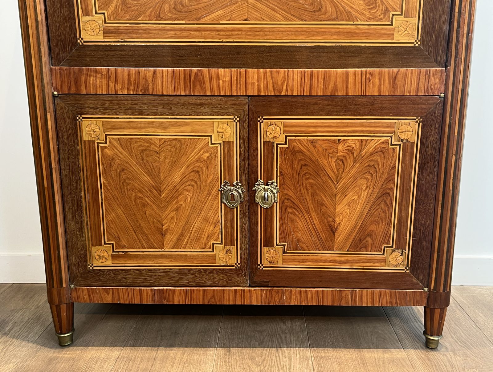 photo for sale Louis XVI Style Drop Front Secretary Desk In Marquetry And Carrara Marble Top