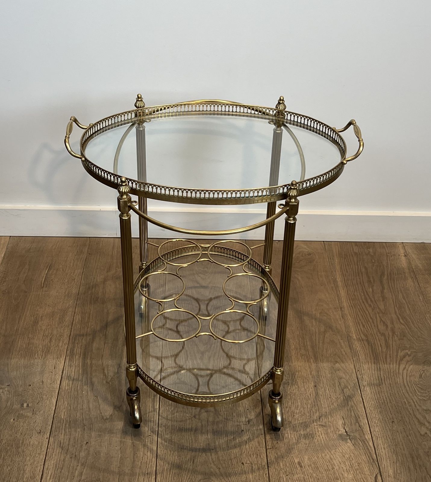 Oval Brass Rolling Table In The Style Of Maison Jansen. Circa 1940 photo 1650.0