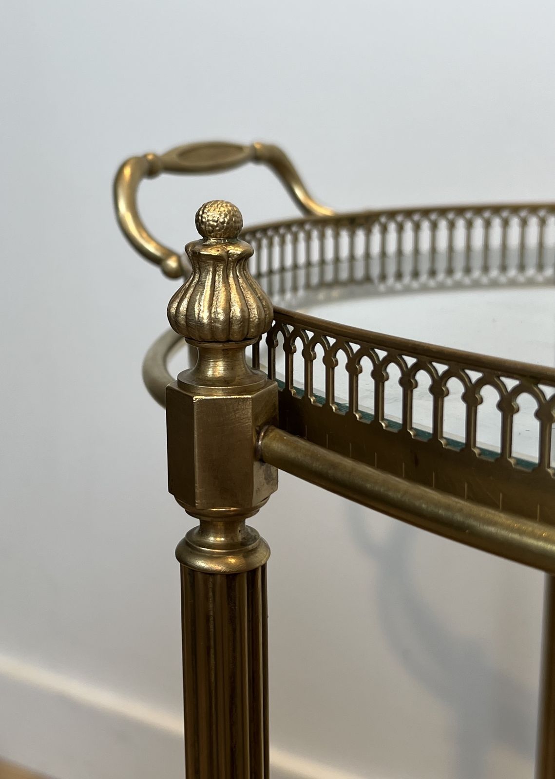Oval Brass Rolling Table In The Style Of Maison Jansen. Circa 1940 photo buy