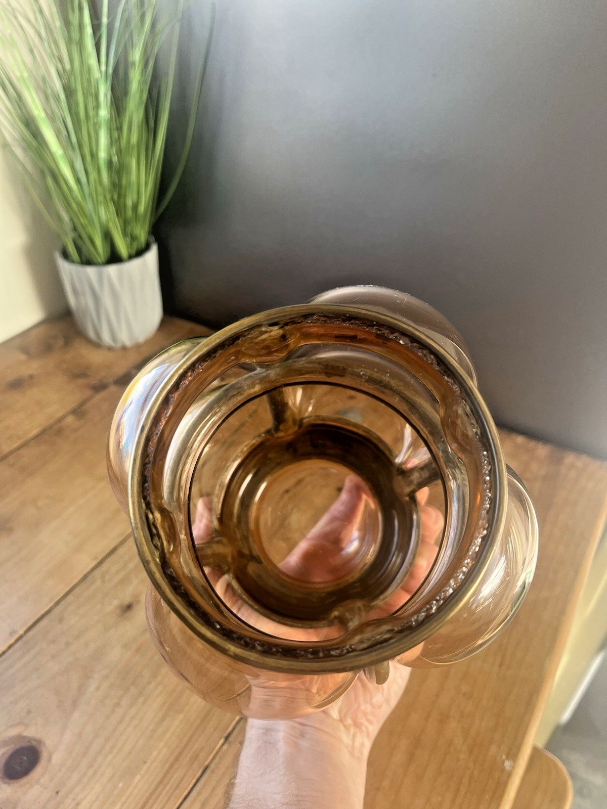 Mid Century Brass Cage Blown Porch Light Lantern Lamp Shade & Gallery Scandi 60s photo 165.0