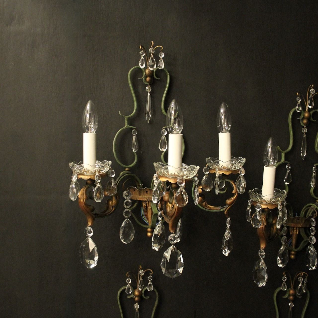 French Set Of 4 Arm Wrought Iron Wall Lights photo Lighting