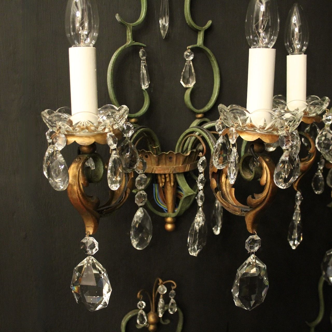 French Set Of 4 Arm Wrought Iron Wall Lights photo vinterior