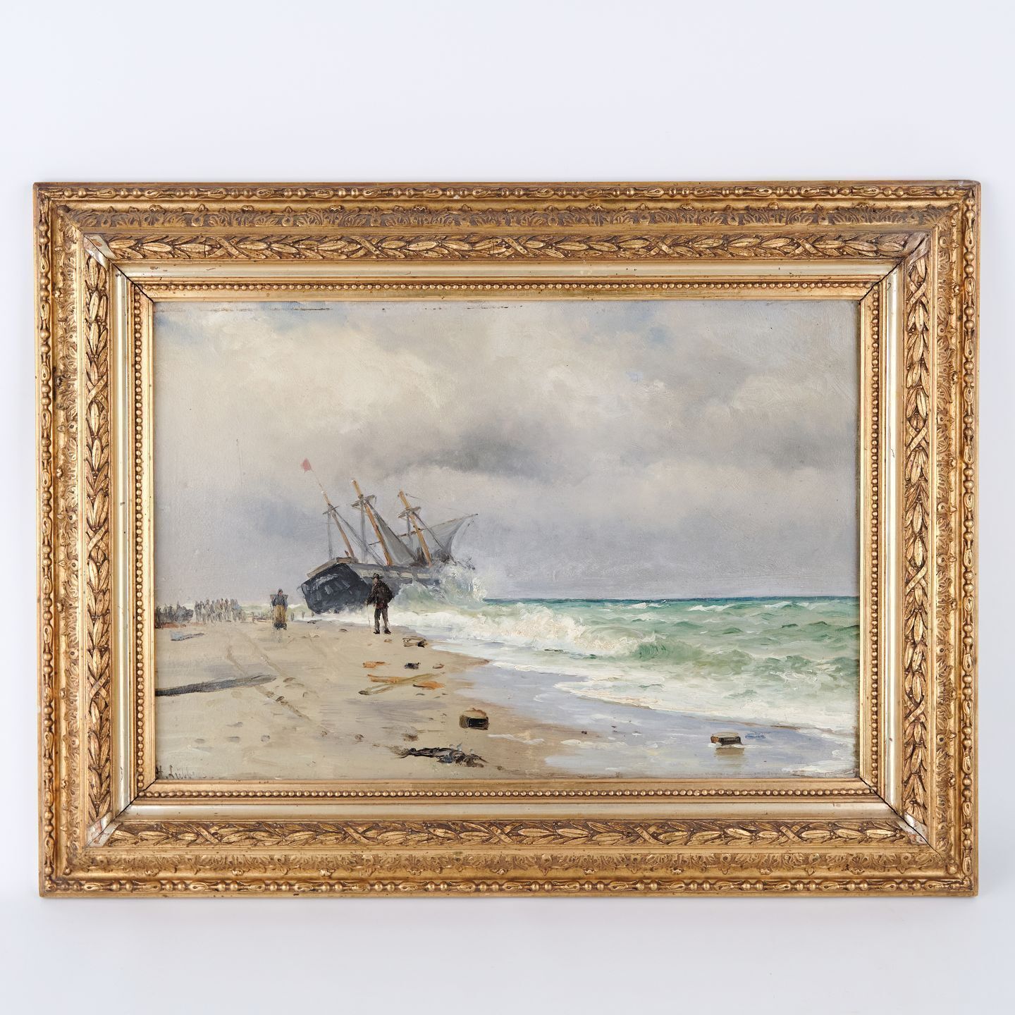 Marine Painting   Oil Painting On Canvas   Holger Lübbers   Signed   Denmark   19th Century