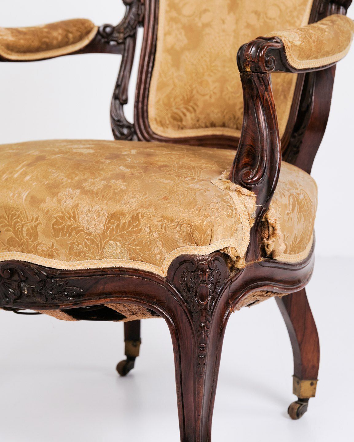 Antique Armchair   Rococo Style   Mahogany & Floral Upholstery   Year 1890s photo furniture