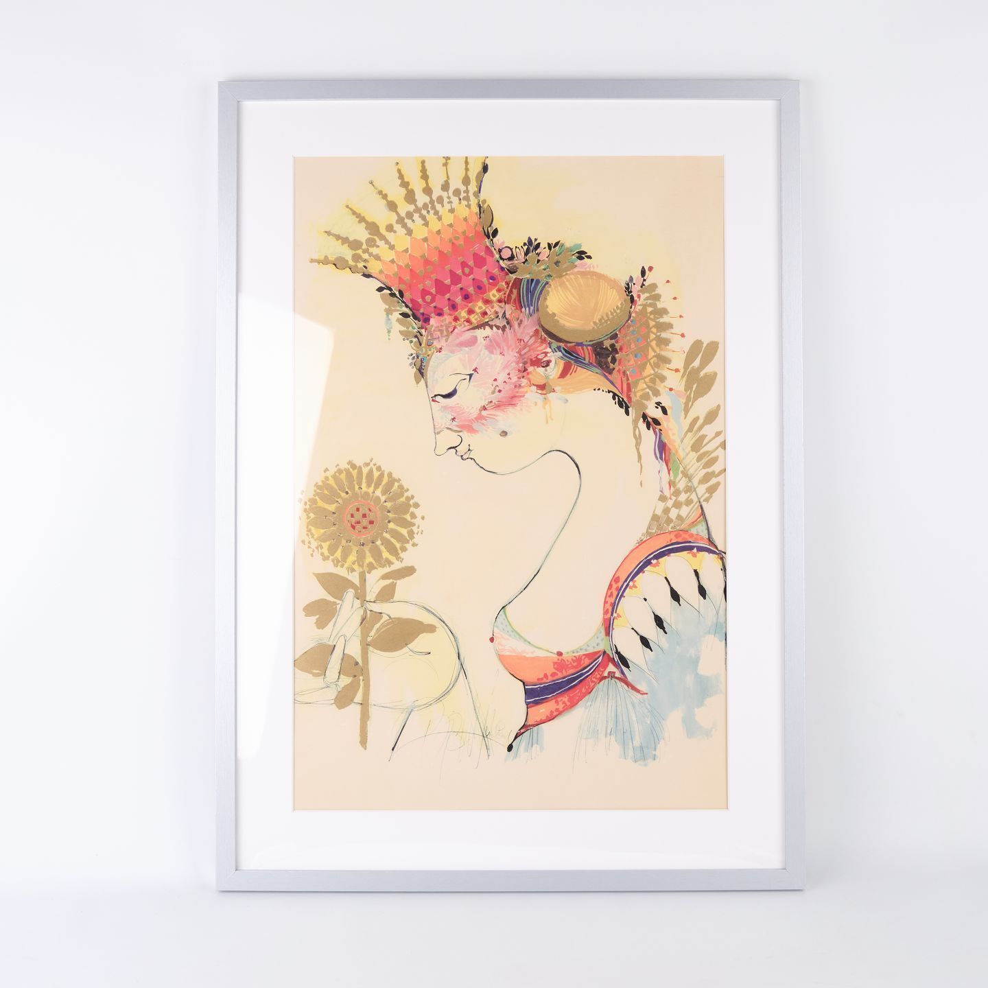 Silkscreen Poster By Bjørn Wiinblad   Motif Of Woman   Signed   1970s