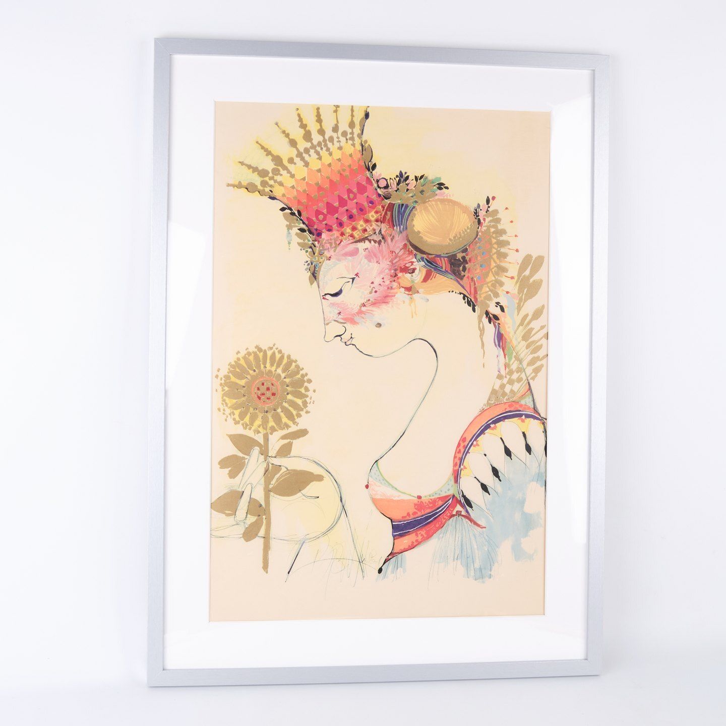 Silkscreen Poster By Bjørn Wiinblad   Motif Of Woman   Signed   1970s photo furniture