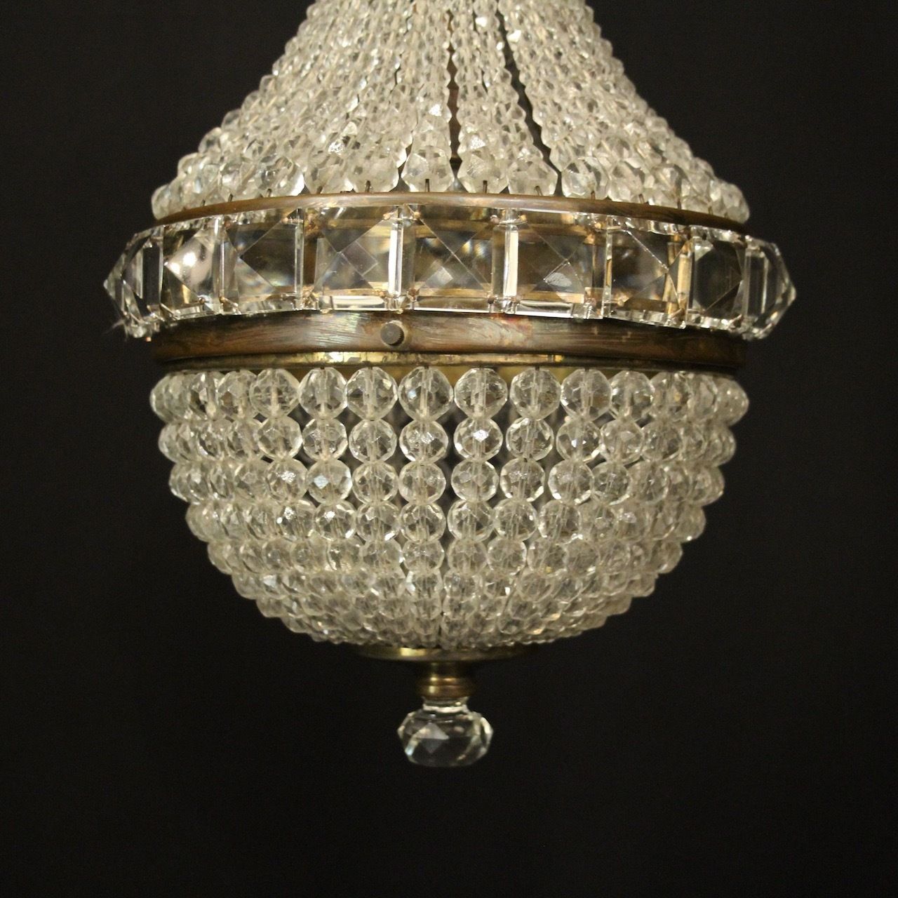 French Tent & Waterfall Single Light Chandelier photo for sale