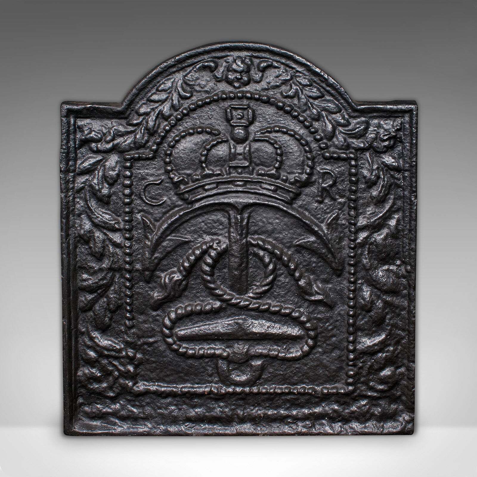 Antique Maritime Fire Back, English, Cast Iron Fireplace Reflector, Victorian photo furniture