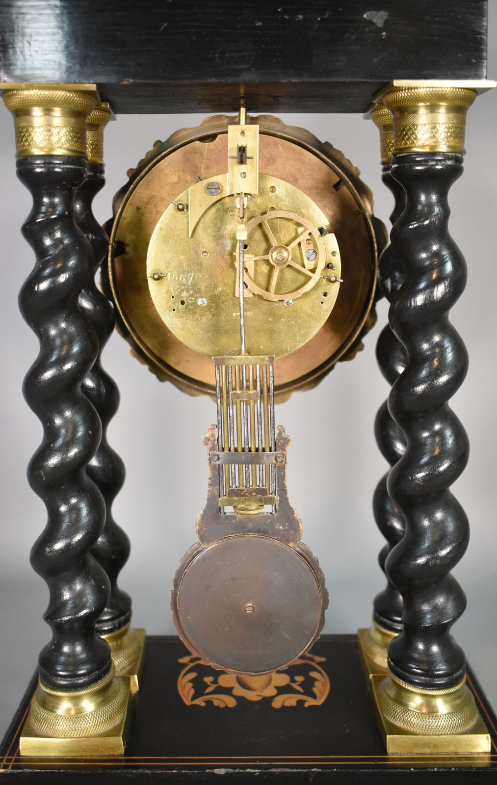 photo for sale French Portico Barley Twist Clock Napoleon III