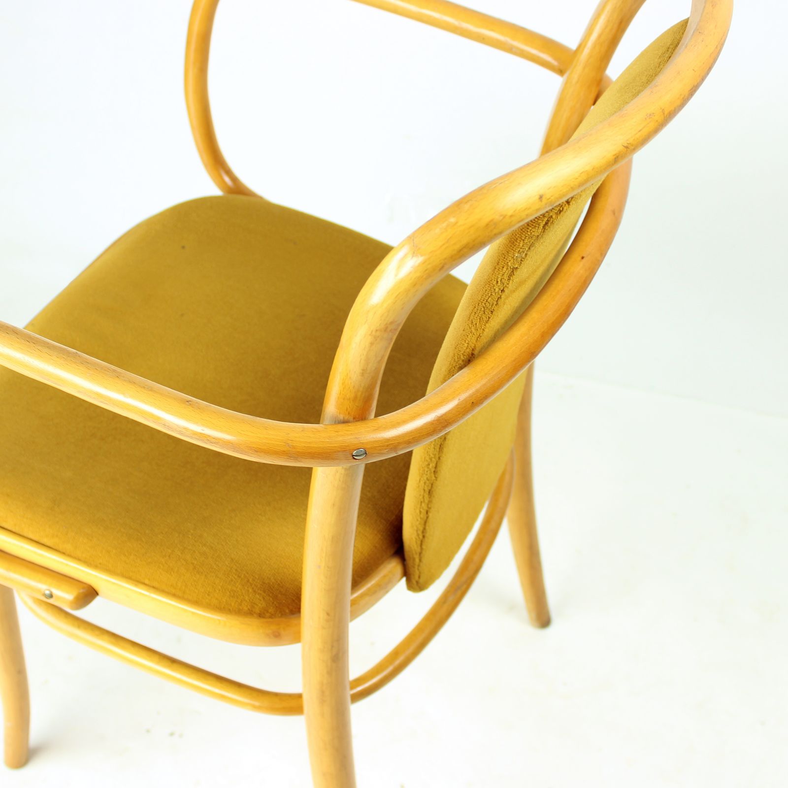 Bentwood Thonet Design Armchair With Gold Velvet, Czechoslovakia 1930s, 40 Available photo buy