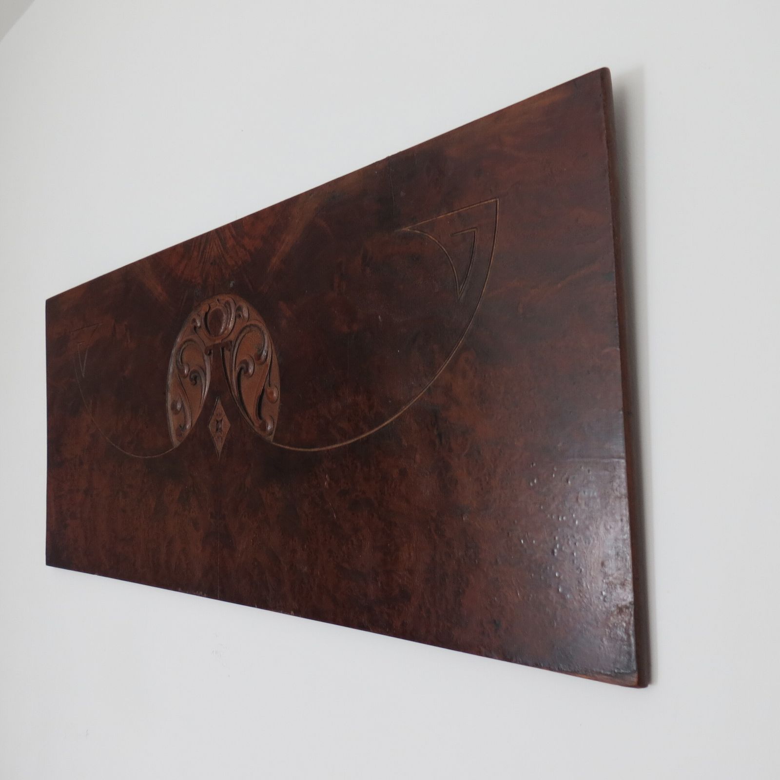 Art Nouveau Secessionist Carved Burr Walnut Wood Wall Hanging 1900 photo Art