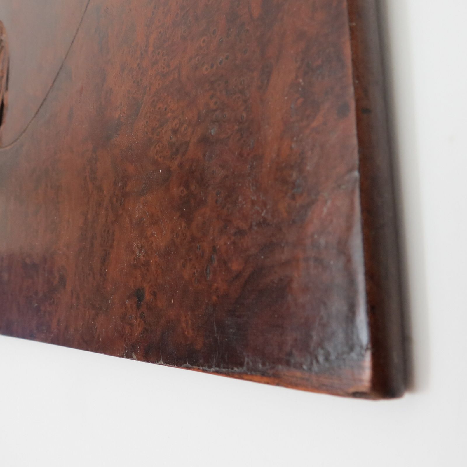 photo furniture Art Nouveau Secessionist Carved Burr Walnut Wood Wall Hanging 1900