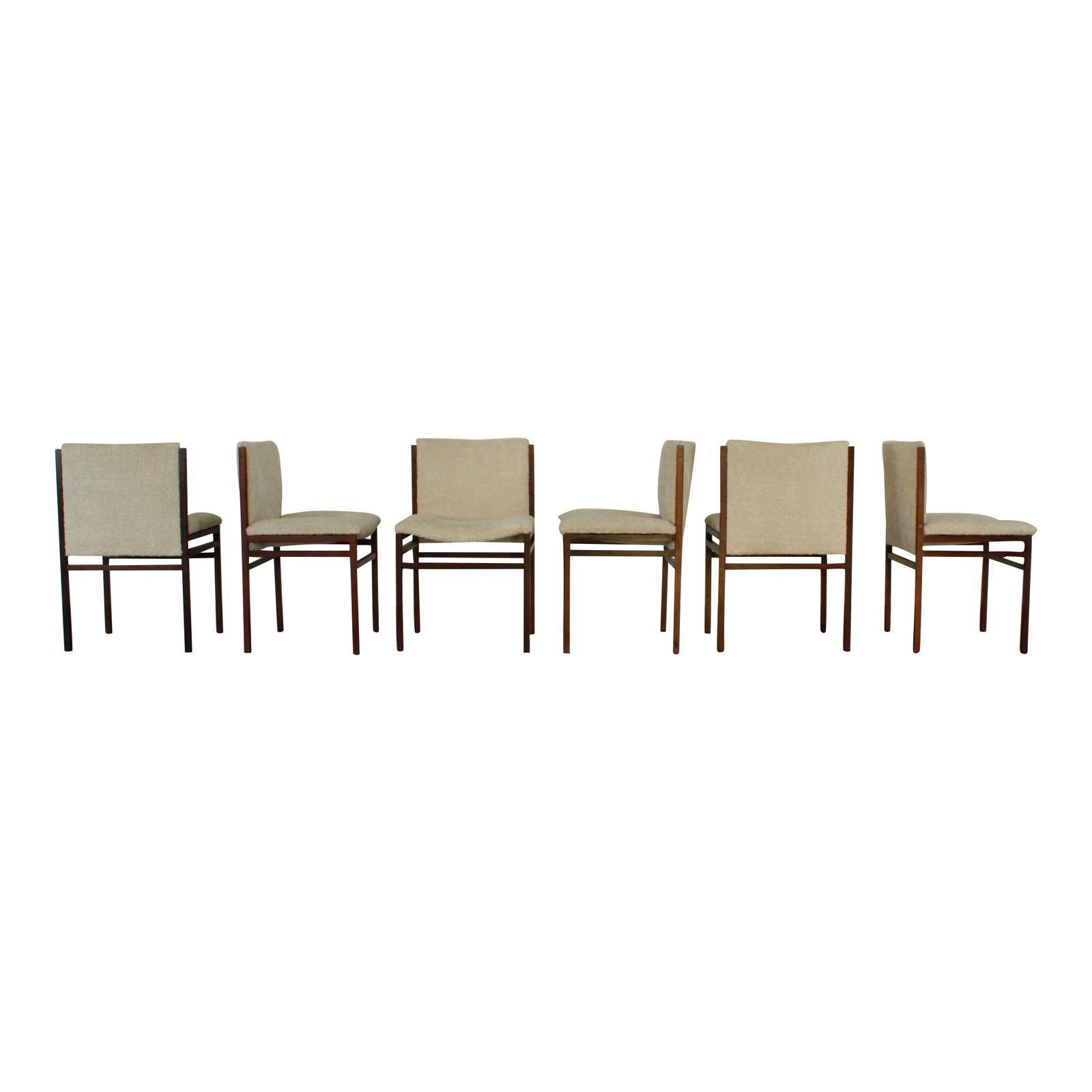 Set Of 6 Tito Agnoli Ash Dining Chairs For Cinova With Bouclé Upholstery photo furniture