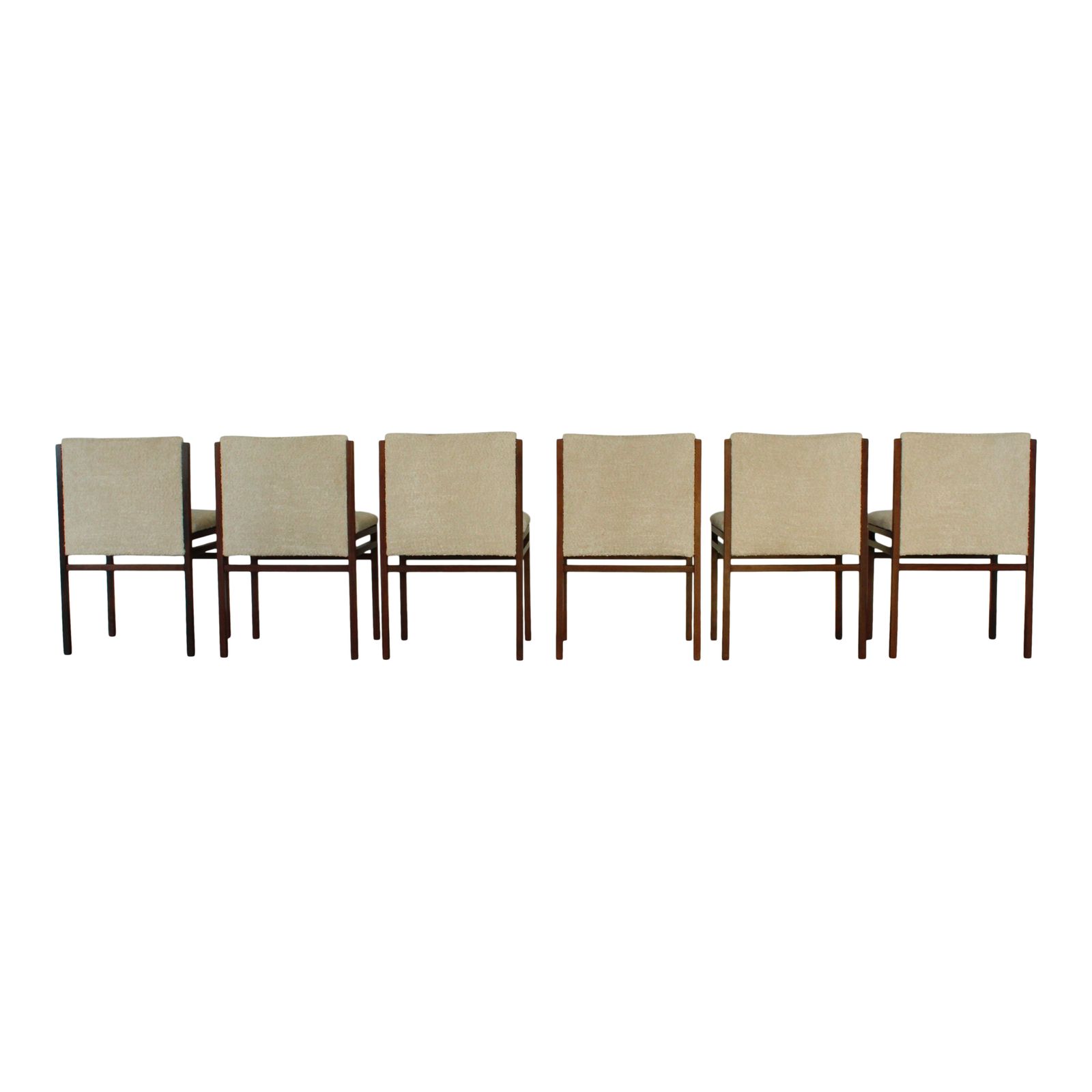 photo buy Set Of 6 Tito Agnoli Ash Dining Chairs For Cinova With Bouclé Upholstery