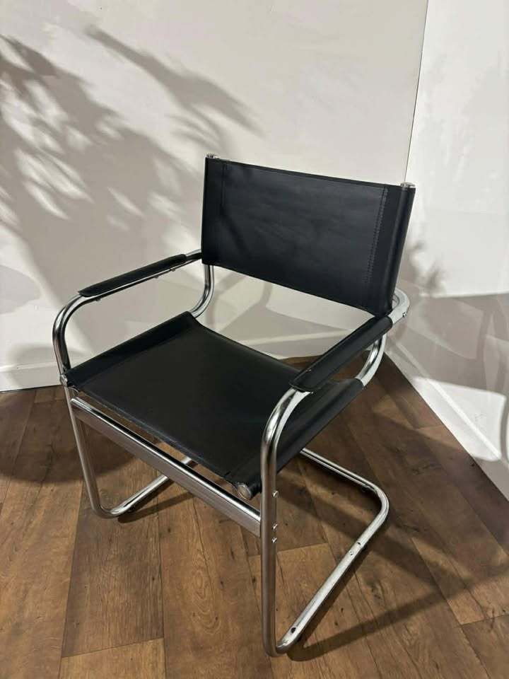 Contemporary Chrome & Faux Leather Armchair photo 169.0