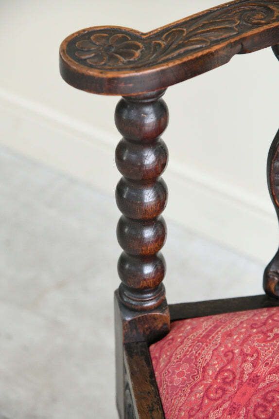 Antique Carved Oak Corner Chair photo vinterior