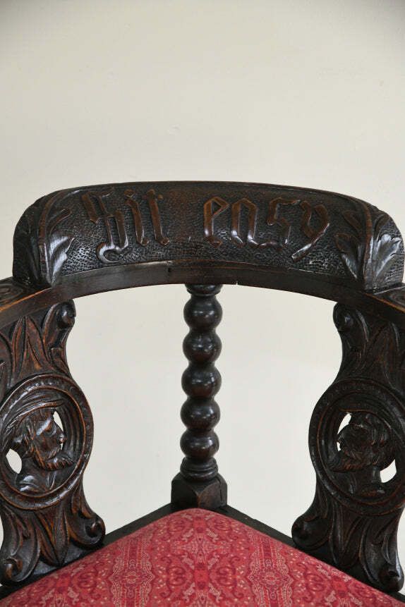 Antique Carved Oak Corner Chair photo buy