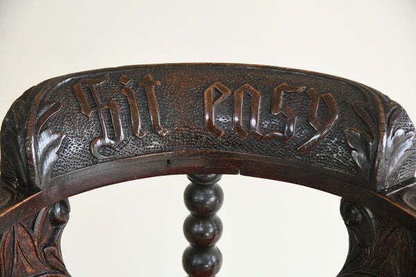 Antique Carved Oak Corner Chair photo vintage