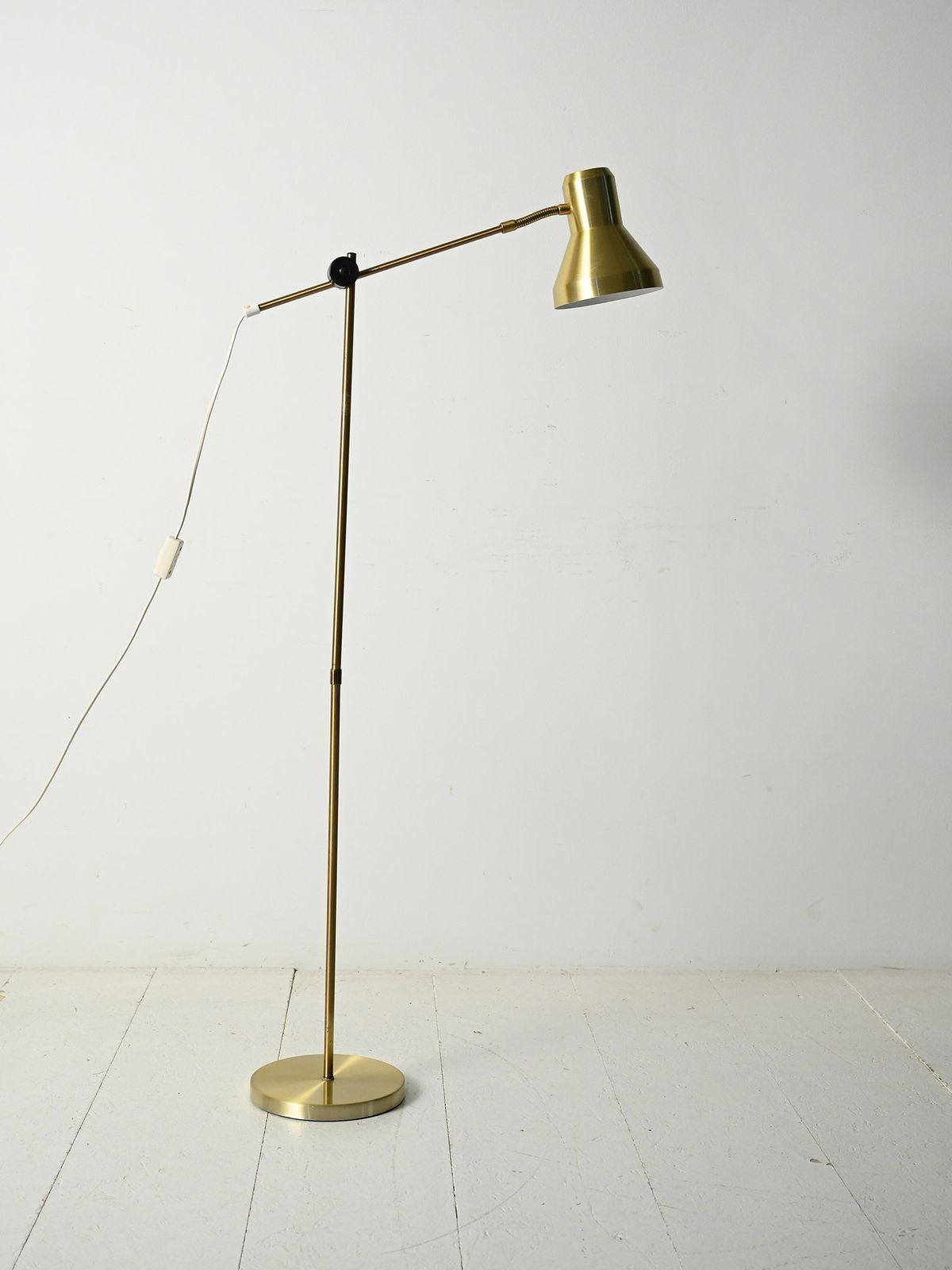 Scandinavian Brass Floor Lamp With Adjustable Arm photo furniture
