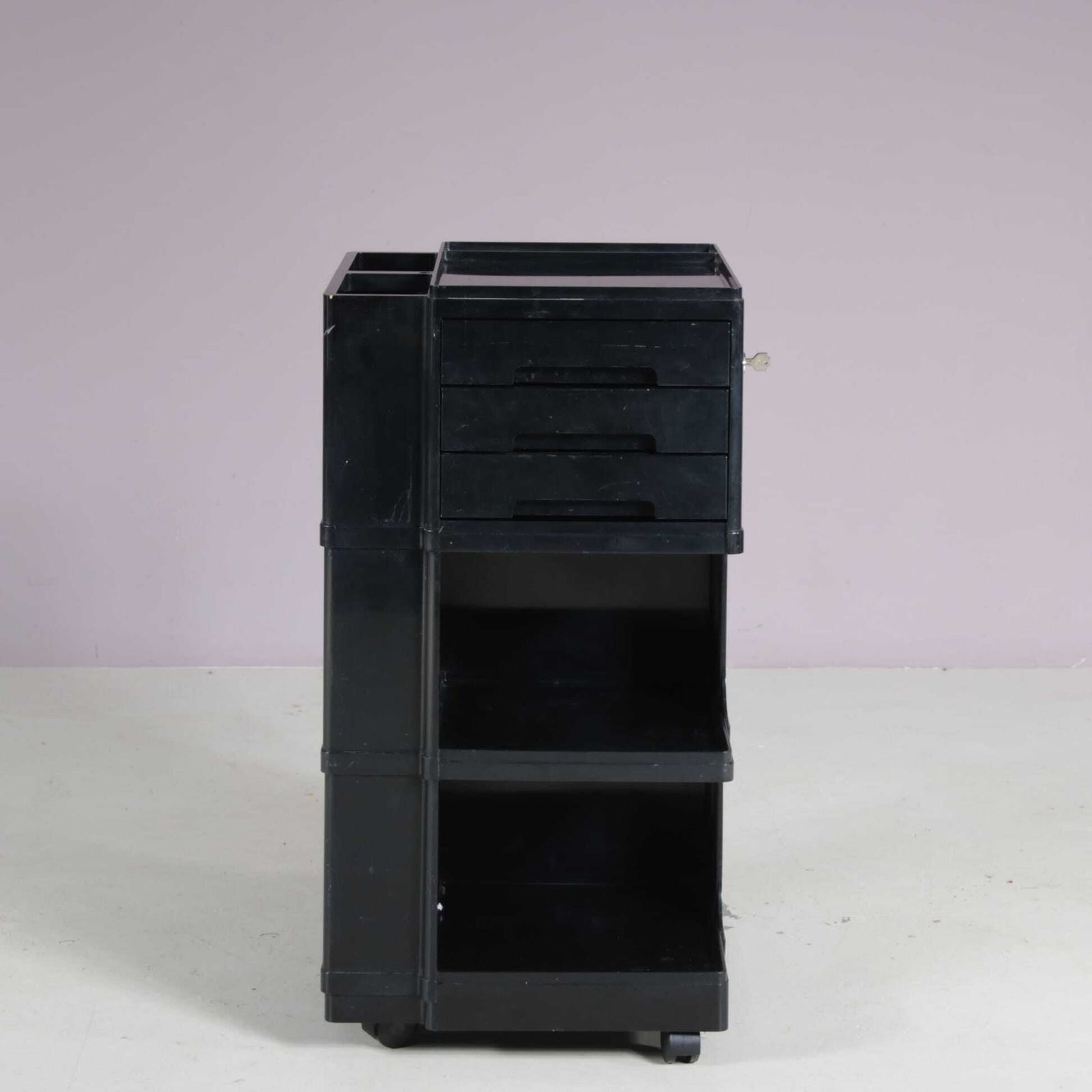 1970s Black Plastic Trolley By Giovanni Pelis For Stile Neolt, Italy photo furniture